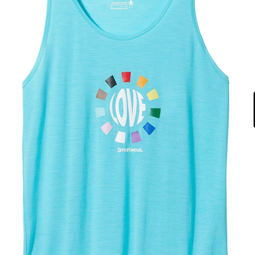 NWT Smartwool Active Ultralite Pride Graphic Tank Top Merino Wool Blend